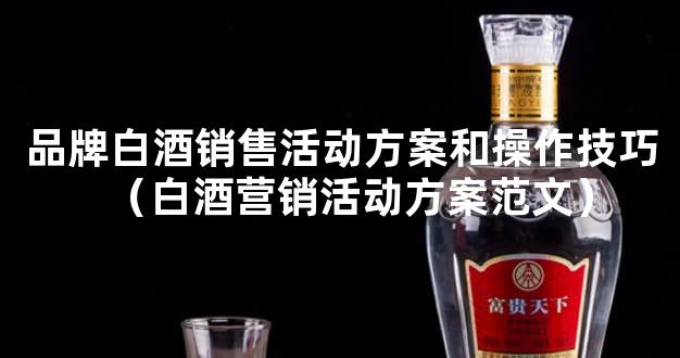 品牌白酒销售活动方案和操作技巧（白酒营销活动方案范文）