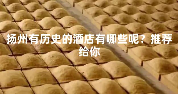 扬州有历史的酒店有哪些呢？推荐给你