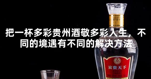 把一杯多彩贵州酒敬多彩人生，不同的境遇有不同的解决方法