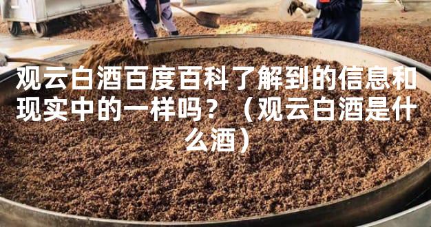 观云白酒百度百科了解到的信息和现实中的一样吗？（观云白酒是什么酒）