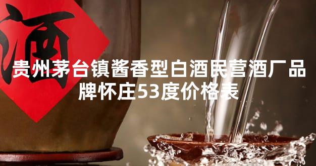 贵州茅台镇酱香型白酒民营酒厂品牌怀庄53度价格表