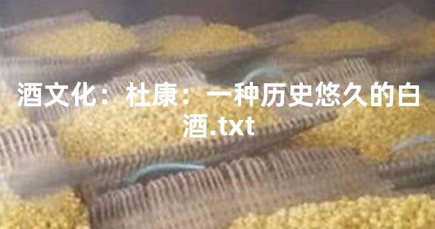 酒文化：杜康：一种历史悠久的白酒.txt