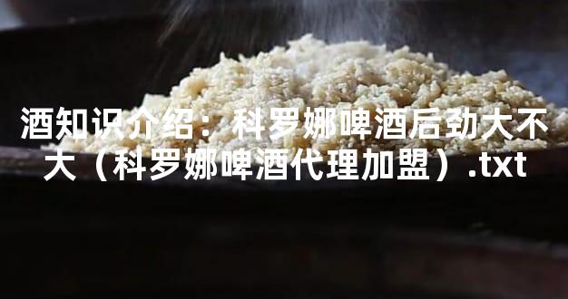 酒知识介绍：科罗娜啤酒后劲大不大（科罗娜啤酒代理加盟）.txt